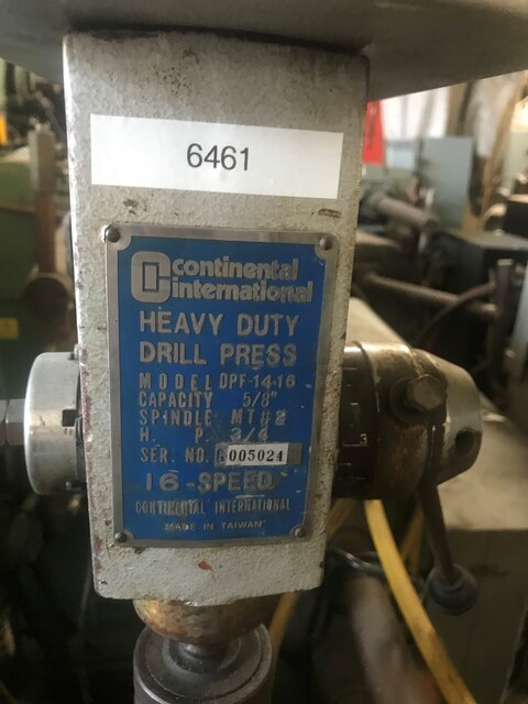 14" Continental #DPF-14-16, Floor Drill Press, 200-3630 RPM, 12" table, 5/8" chuck, 3/4 HP - Image 5