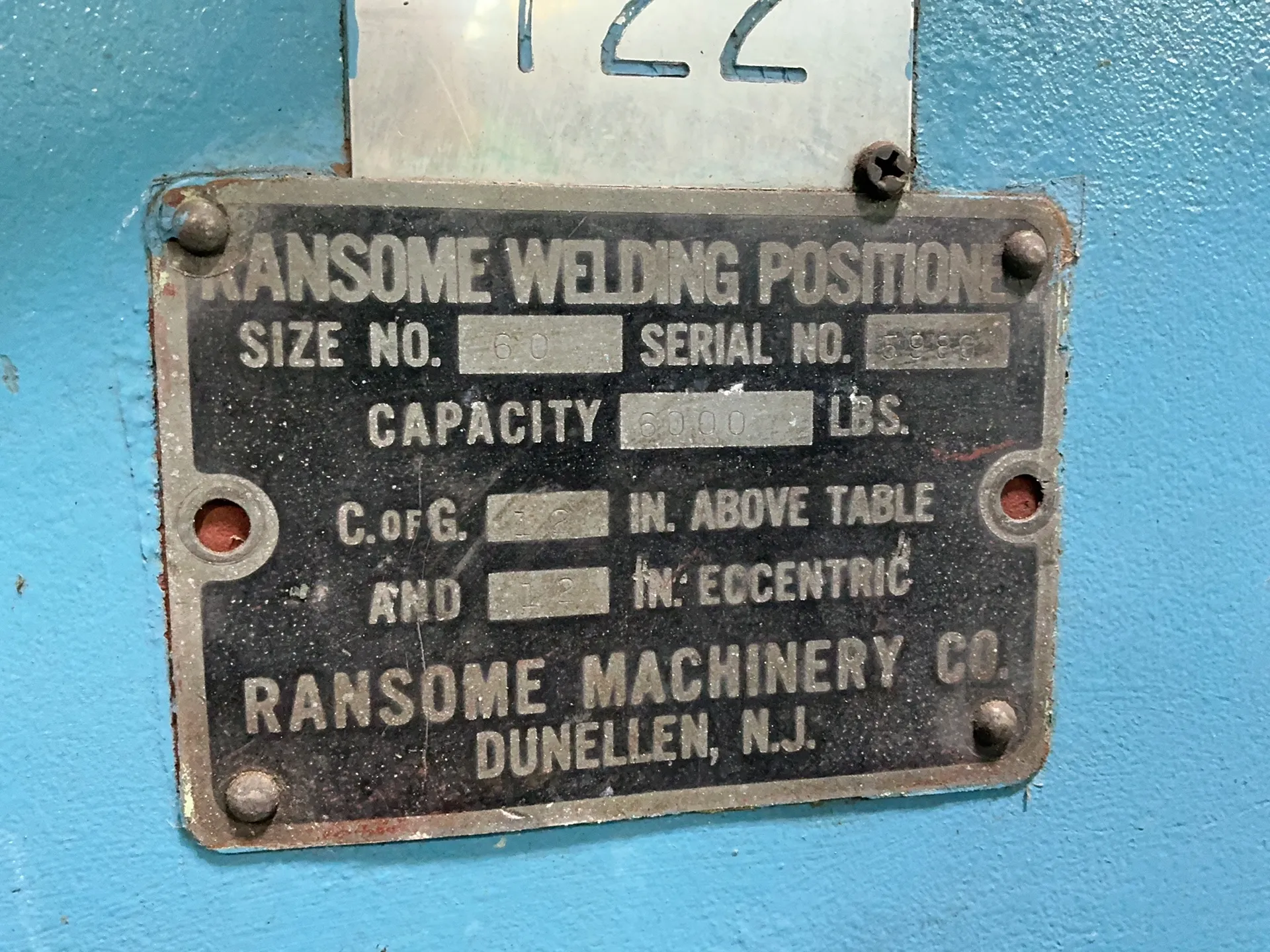6000 lb. Ransome Machinery #60, Welding Positioner, Foot Switch - Image 6