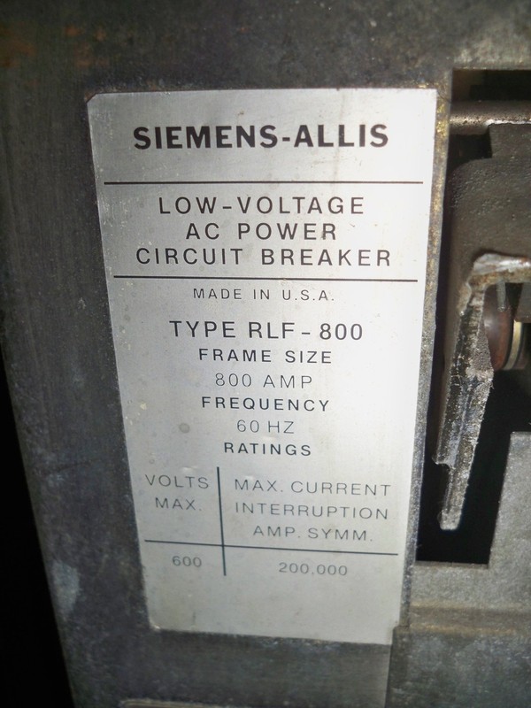 800 Amps, Siemens-Allis, RLF-800, EO/DO - Image 2