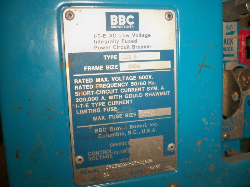 800 Amps, Brown Boveri, LKD-8, manually operated, drawout, 800A fuses, LSG - Image 2