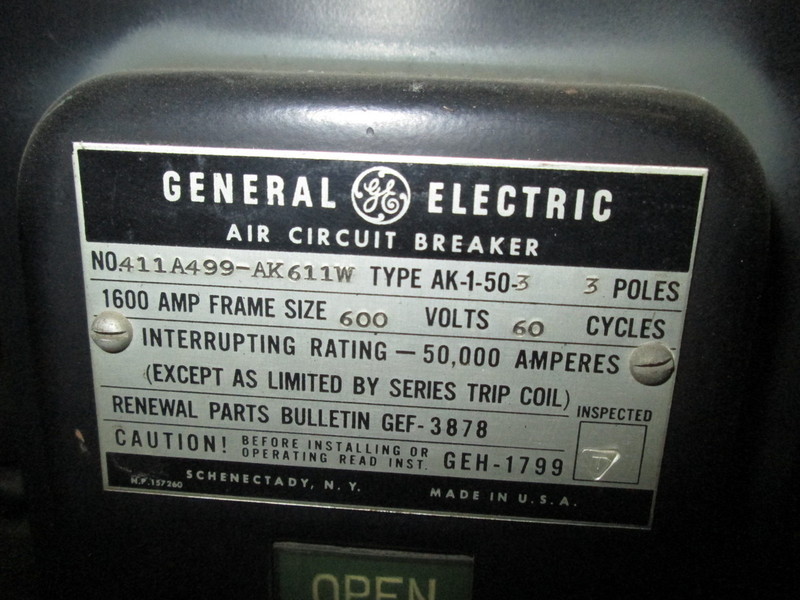 1600 Amps, General Electric, AK-1-50-3, manually operated, F/M - Image 2