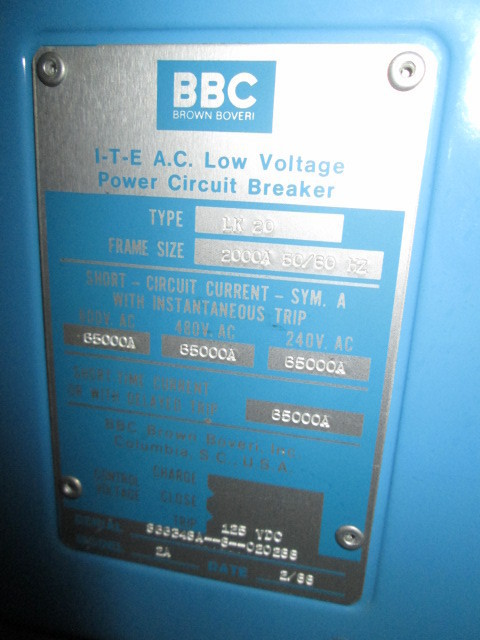 2000 Amps, Brown Boveri, LK-20, electrically operated, manually operated, drawout - Image 6