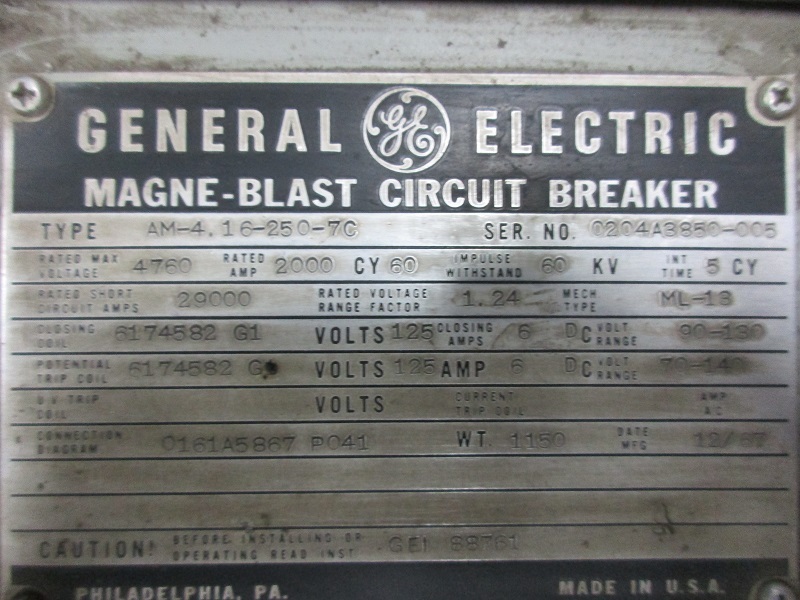 2000 Amps, General Electric, AM-4.16-250-7C - Image 3