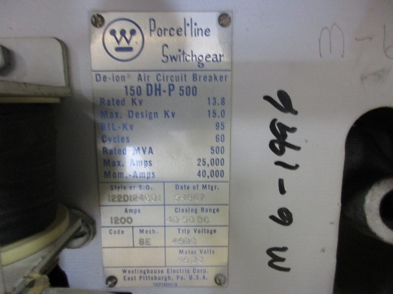 1200 Amps, Westinghouse, 150dhp- 500 - Image 2