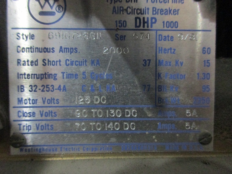2000 Amps, Westinghouse, 150DHP-1000, 125VDC - Image 2