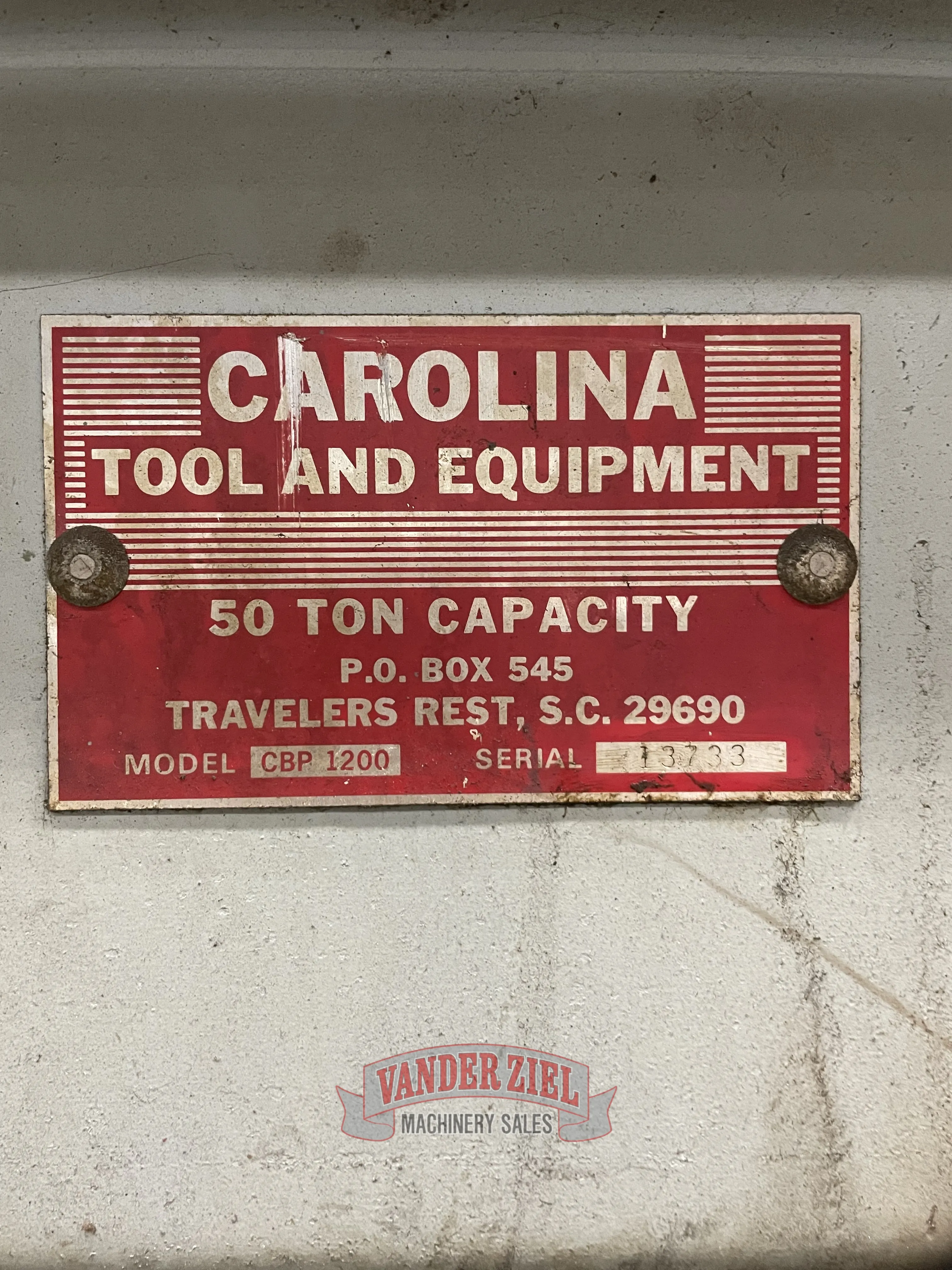 50 Ton, Carolina #CBP-1200, H-Frame Press - Image 7