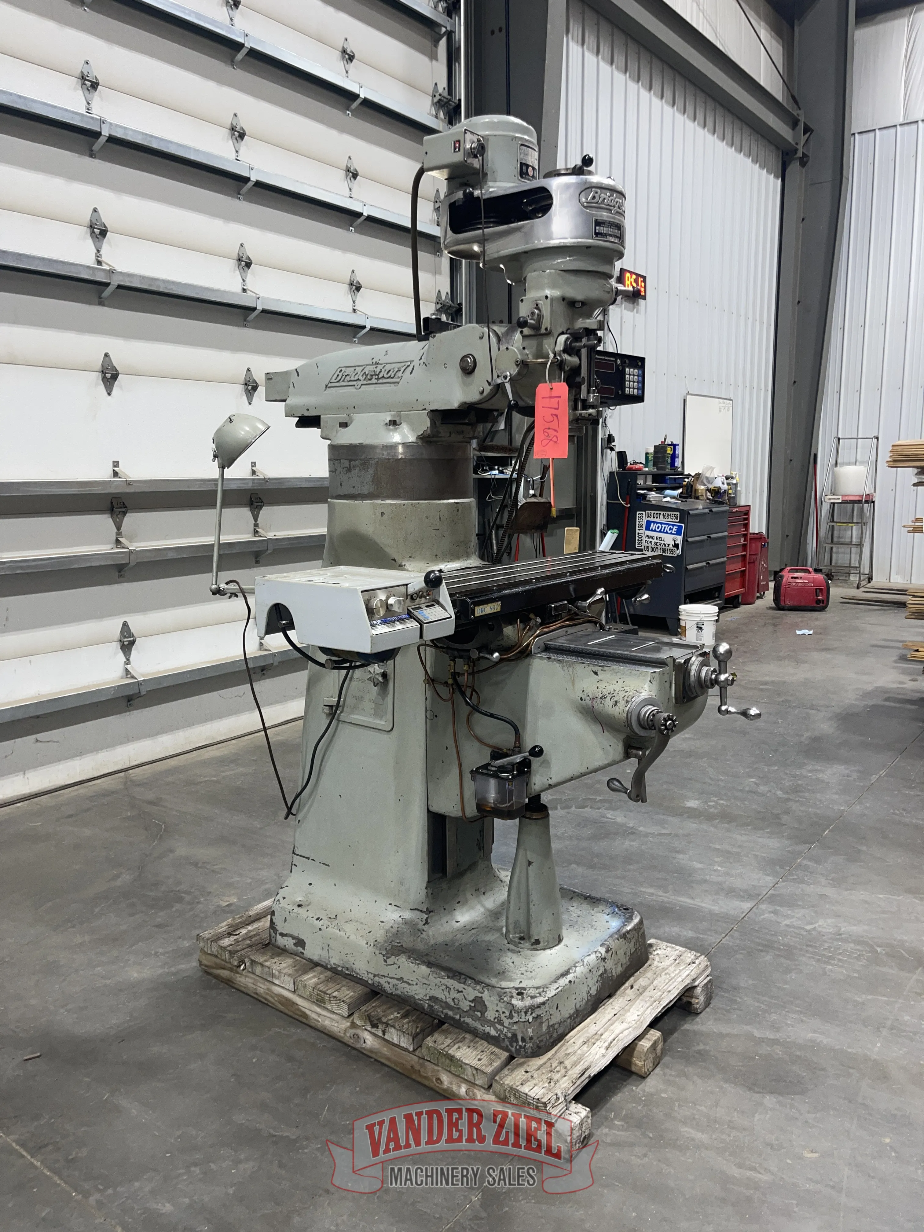 Bridgeport Step Pulley Vertical Knee Mill, 9" x 42" Table, 1 HP, R8, Powerfeed, 2-Axis digital read out, 4" - Image 3