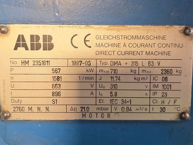 700 HP 1800 RPM ABB, Frame 315L, DPFVBB, 663 VA, 310 VF - Image 2