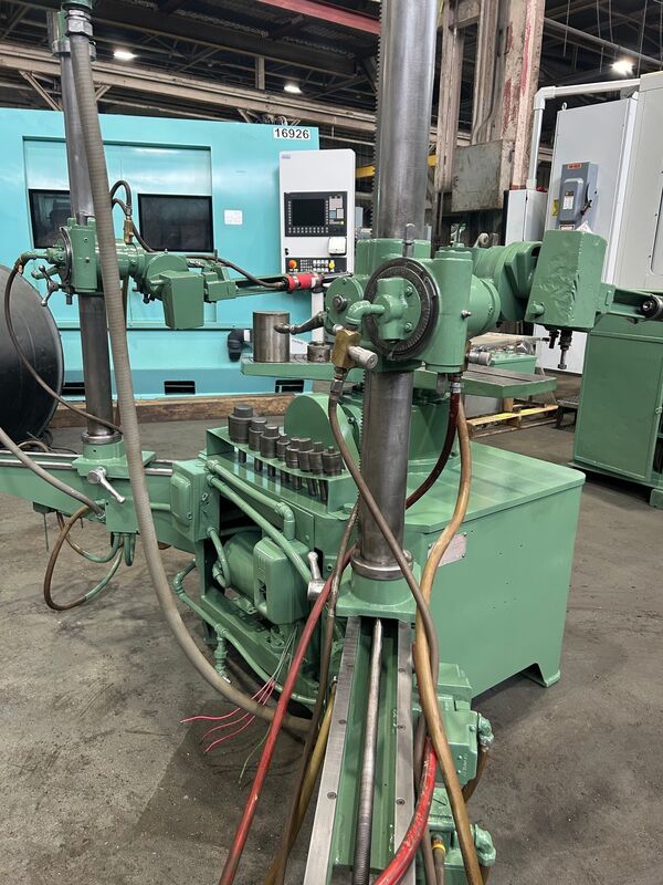 Redin #72, deburring machine, 3-jaw 12" chuck, power elevation, (2) adjustable arms/columns - Image 8