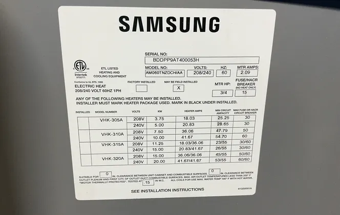 Samsung #AM060TNZDCH/AA, Air Conditioner - Image 2