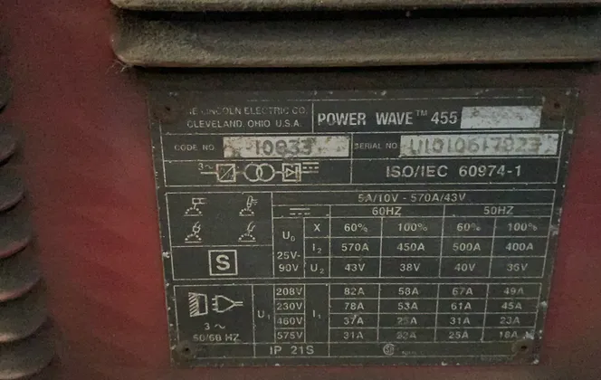 Lincoln Electric #Power-Wave-455, Welder, 450 Amps (2 available) - Image 5
