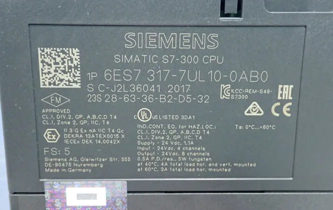 Siemens #6ES7317-7UL10-0AB0, Central Processing Unit - Image 4