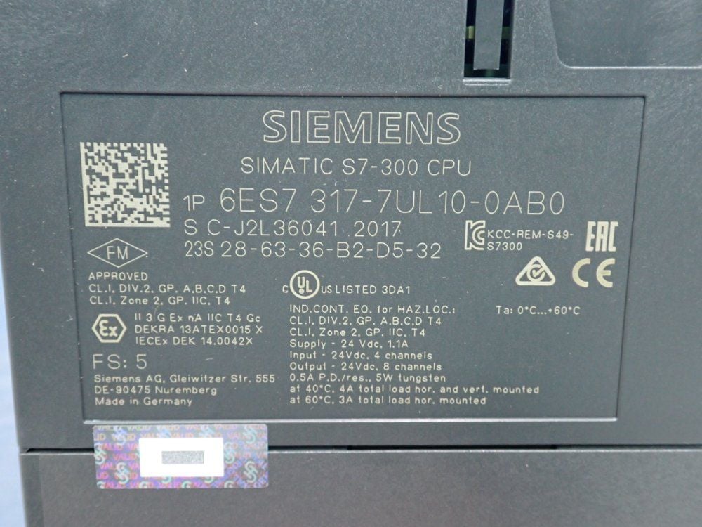 Siemens #6ES7317-7UL10-0AB0, Central Processing Unit - Image 5