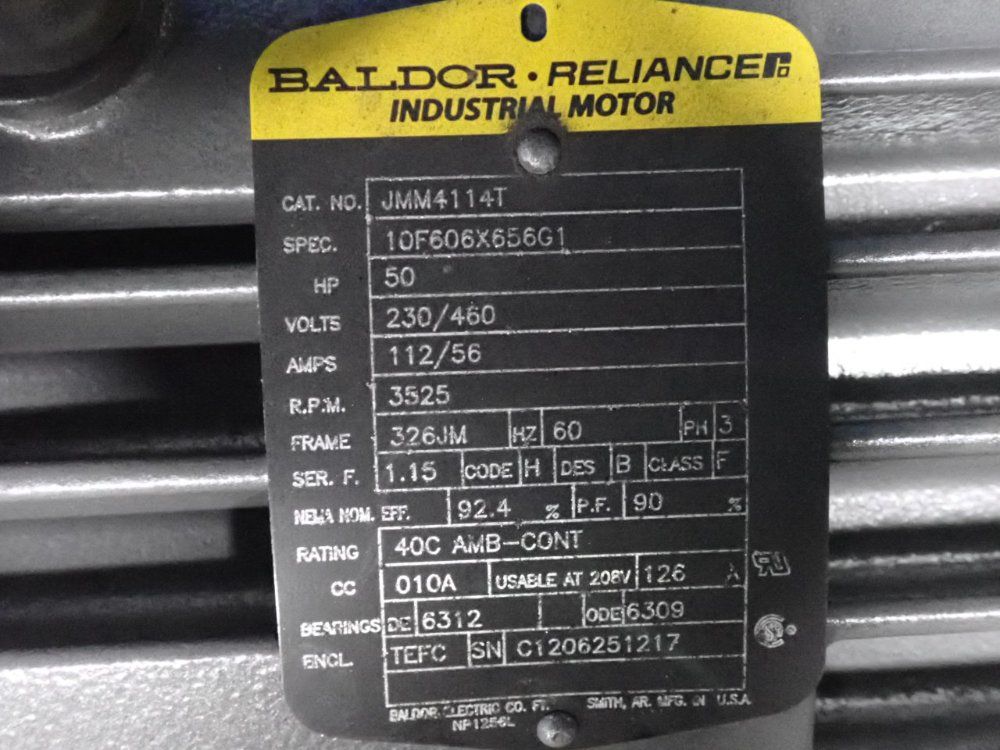 50 HP 3525 RPM Baldor, Frame 326JM, #JMM4114T, 230/460 Volts, Motor - Image 7