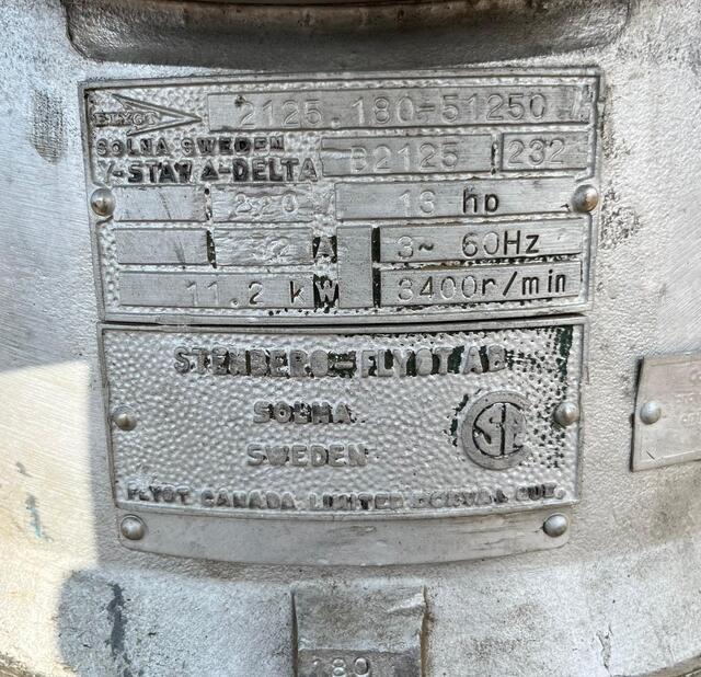 295 GPM @ 255' TDH, Flygt #2125, Submersible Pump, 3" discharge, 13 HP, 255' max head, 220 V., 3 Phase, 60 Hz. - Image 2