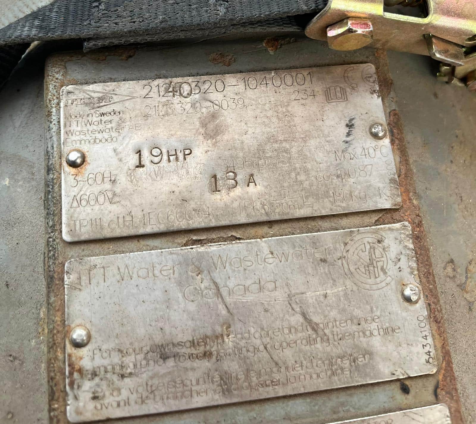 320 GPM @ 30' TDH, Flygt #BS2140, Submersible Pump, 3" discharge, 19 HP, 3495 RPM, 600 V., 3 Phase, 60 Hz. (2 - Image 4
