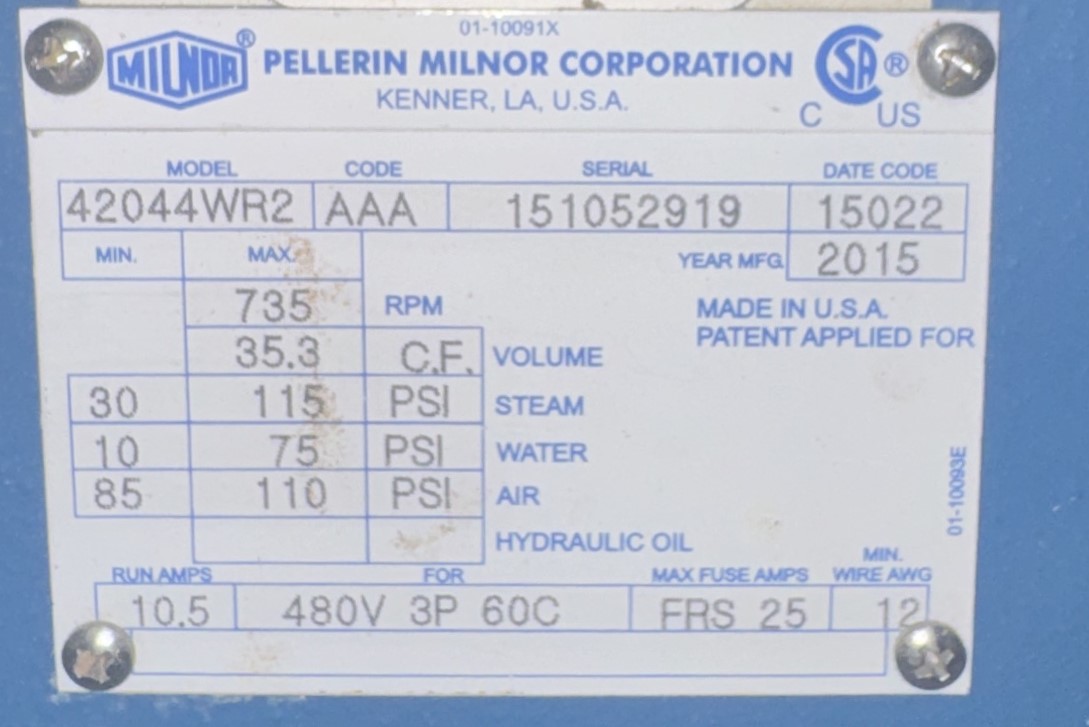 220 Lb. Milnor #42044WR2, Divided Cylinder Washer Extractor, Mil-Touch EX Control, 2015 - Image 6