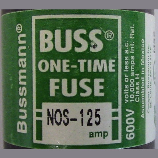 125 Amp 600 Volts Bussmann #NOS-125, One-Time (3 available) - Image 2