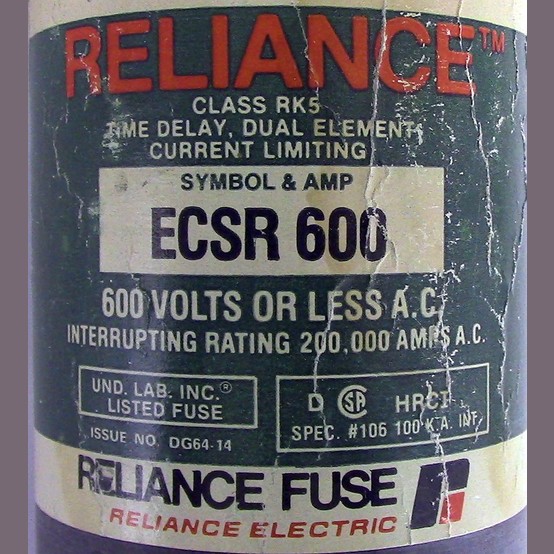 600 Amp 600 Volts Reliance #ECSR600, Class RK-5 Fuse, Dual Element Time Delay (4 available) - Image 2
