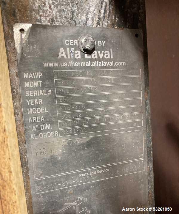 366 sq.ft., Alfa-Laval #M15-BFG, Titanium Plate Heat Exchanger, 55 plates - Image 7
