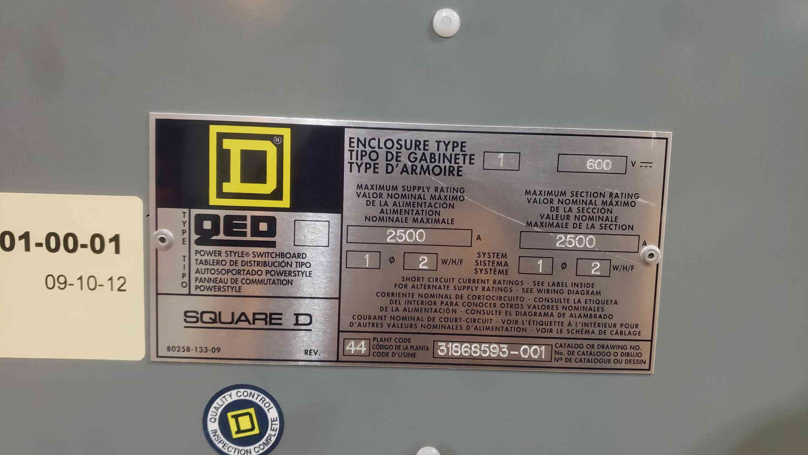 2500 Amps, Square D #QED PCF362500DCA680 Type PCL, DC Switchboard Breaker Panel, 600 Volts - Image 4