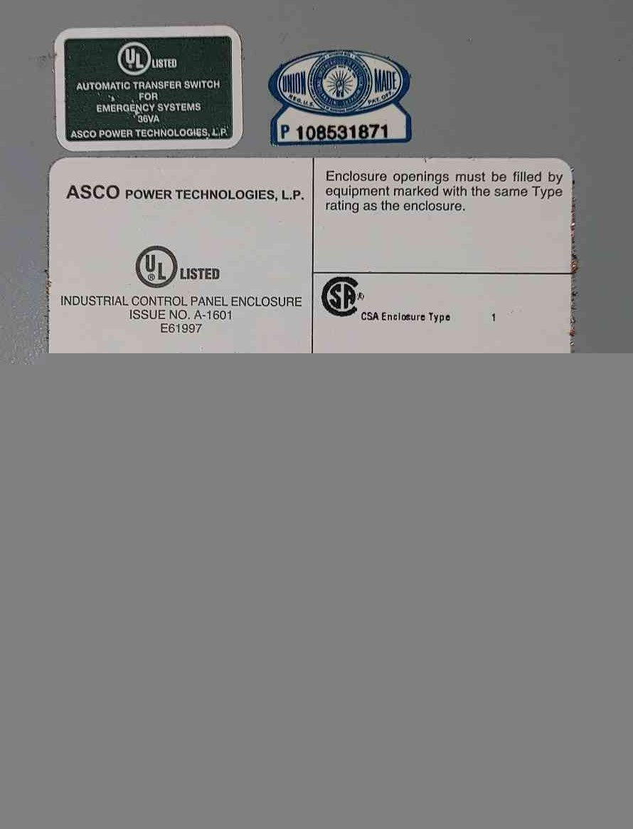 2000 Amp. ASCO Series 300 #G00300B32000N10C, Automatic Transfer Switch, 480 Volts, 3 Phase - Image 9