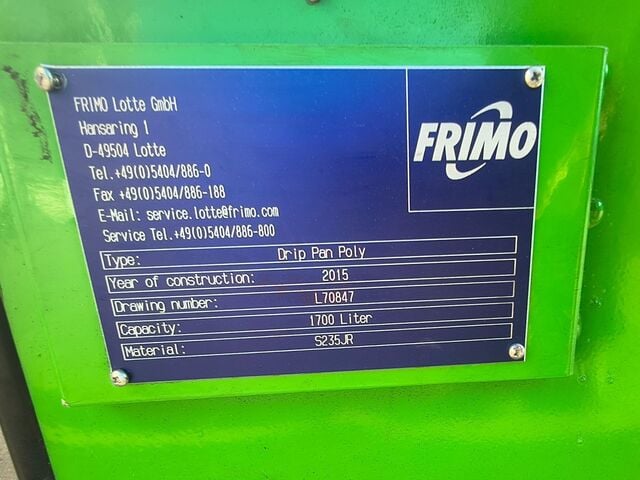 Frimo #L70847, steel drip pan, 1700 L - Image 5