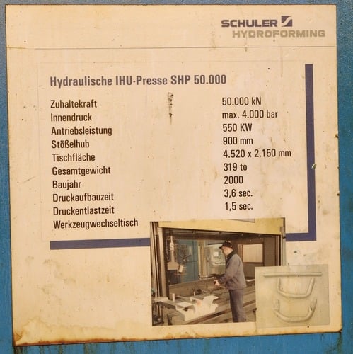 5000 Ton, Schuler #SHP-50.000, Hydroforming Press, 35.4" stroke, 178" x84.6" table, 2000 - Image 4
