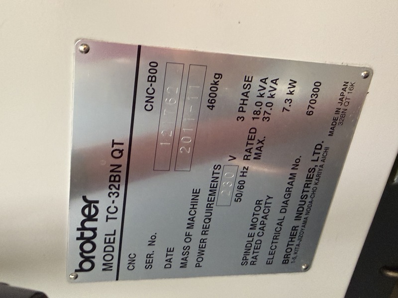 Brother #TX32B, CNC tapping machine, 16000 RPM, Chip Conv., 2011 - Image 10