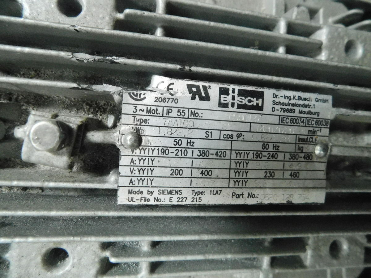 98.9 CFM, Busch #1144, Vacuum Pump, FOR PARTS, 168 m3/h, AS IS - Image 4