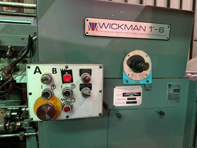 Wickman 1" x 6, motor & controls, stock reels & stands, pick-up with back finish, universal chip conveyor - Image 7
