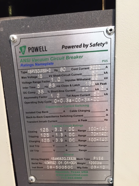 3000 Amps, Powell, 15pv-50ams6-2, 125 VDC ctrl roll in replacement for AM13.8-1000-4H - Image 5