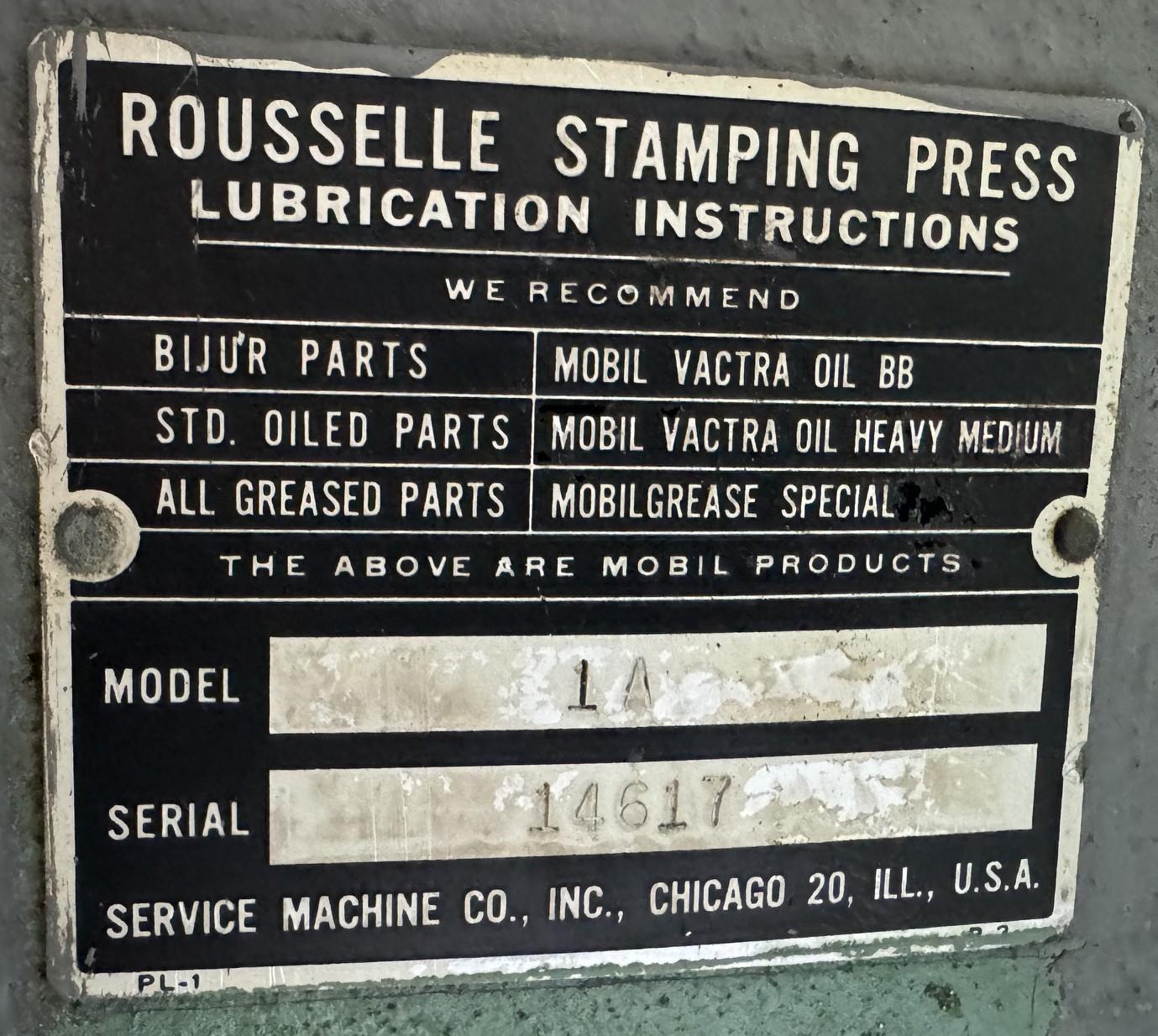 10 Ton, Rousselle #1A, OBI press, 8" x 13" bed, 5" x 7" opening, mechanical clutch, 3/4 HP, 115 V., 1 Ph. - Image 7