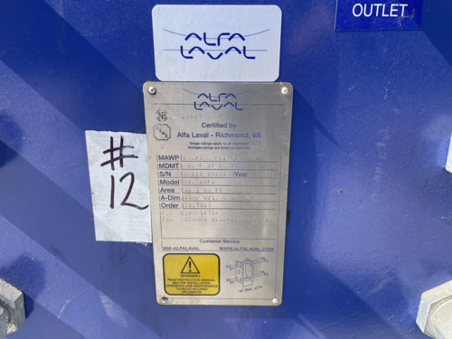 46 sq.ft. Alfa Laval #M10-BWFD, plate heat exchanger, 300 psi, 2013 (15 available) - Image 9