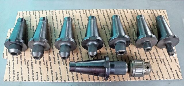 Erickson NMTB50 Quick Change Tool Holders, Set of (8), w/ Jacobs Drill Chuck, End Mill & Morse Taper Holders - Image 2