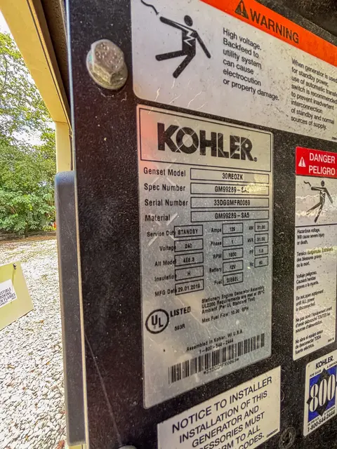 31 KW Kohler #30REOZK, diesel generator set, weatherproof enclosure, 120/208 Volts, 1 phase, 340 hours, 2019 - Image 6