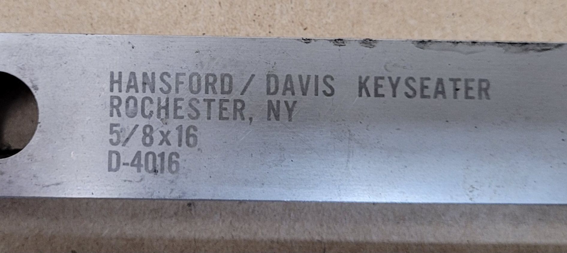 Hansford Davis #D-4016, keyseater broach, 5/8" width, 1" height, 1/2" pitch, 16" length - Image 2