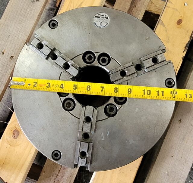 12" Pratt & Whitney Burnerd #1271-53215, 3-jaw chuck, A1-8 back, 3" thru hole - Image 3