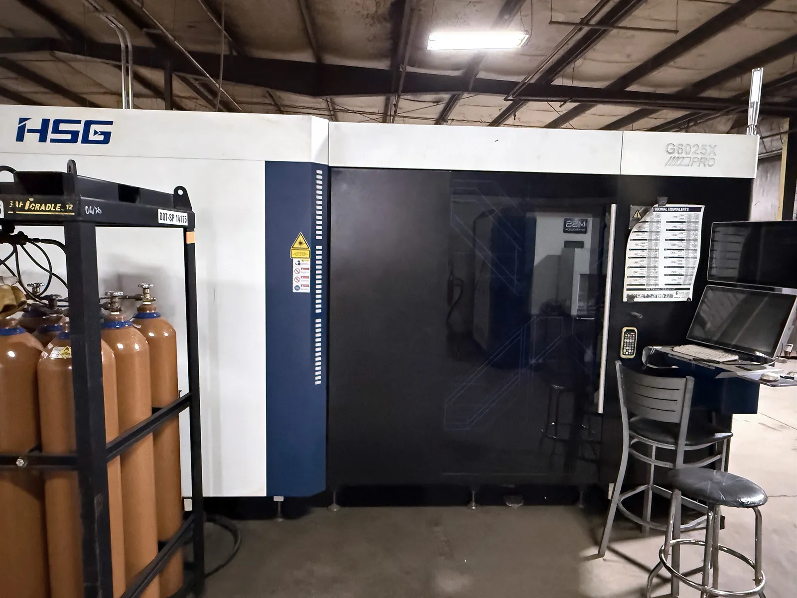 HSG #G6025X-Pro, CNC Laser Cutter, 240" x 100" working area, 13.78" Z, dust collector, 380 Volt, 2023 - Image 1