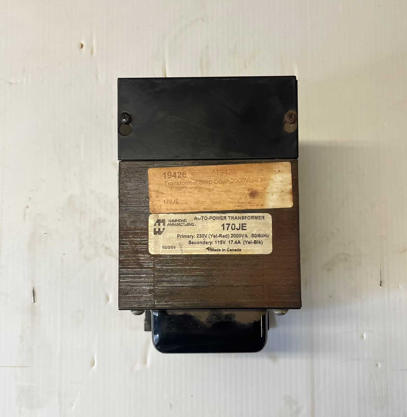 2 KVA 230 Primary, 115 Secondary, Marcus Transformer #170JE, Autotransformer, 1PH - Image 1