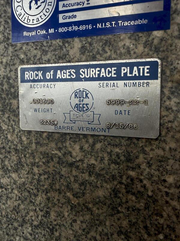 48" x 96" x 14" Rock of Ages, granite surface plate w/ stand (3 available) - Image 6