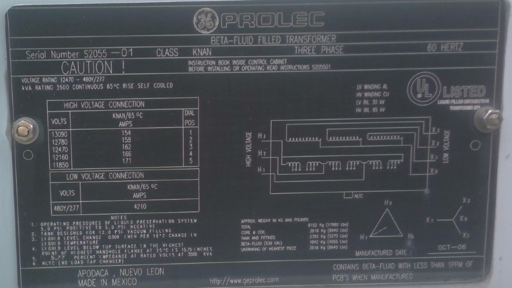 3500 KVA 12470 Delta Primary, 480Y/277 Secondary, Prolec - Image 1