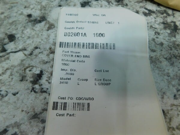 Goulds #B02001A, Pump Bearing End Cover, 3410 Double Suction Pump, NEW - Image 6