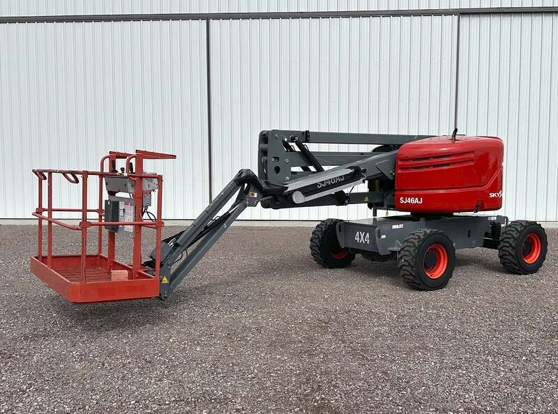 500 lb. SkyJack #SJ46AJ, articulating boom lift, 46' lift height, Kubota diesel engine, 4X4, pneumatic tires - Image 1