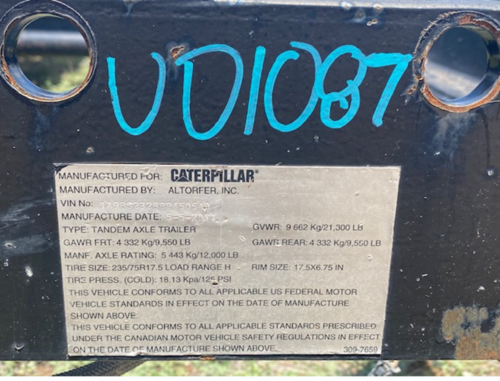 Caterpillar #XQ, gooseneck generator trailer, tandem axle, for XQ500 series, 19,590 lb. GVWR - Image 6