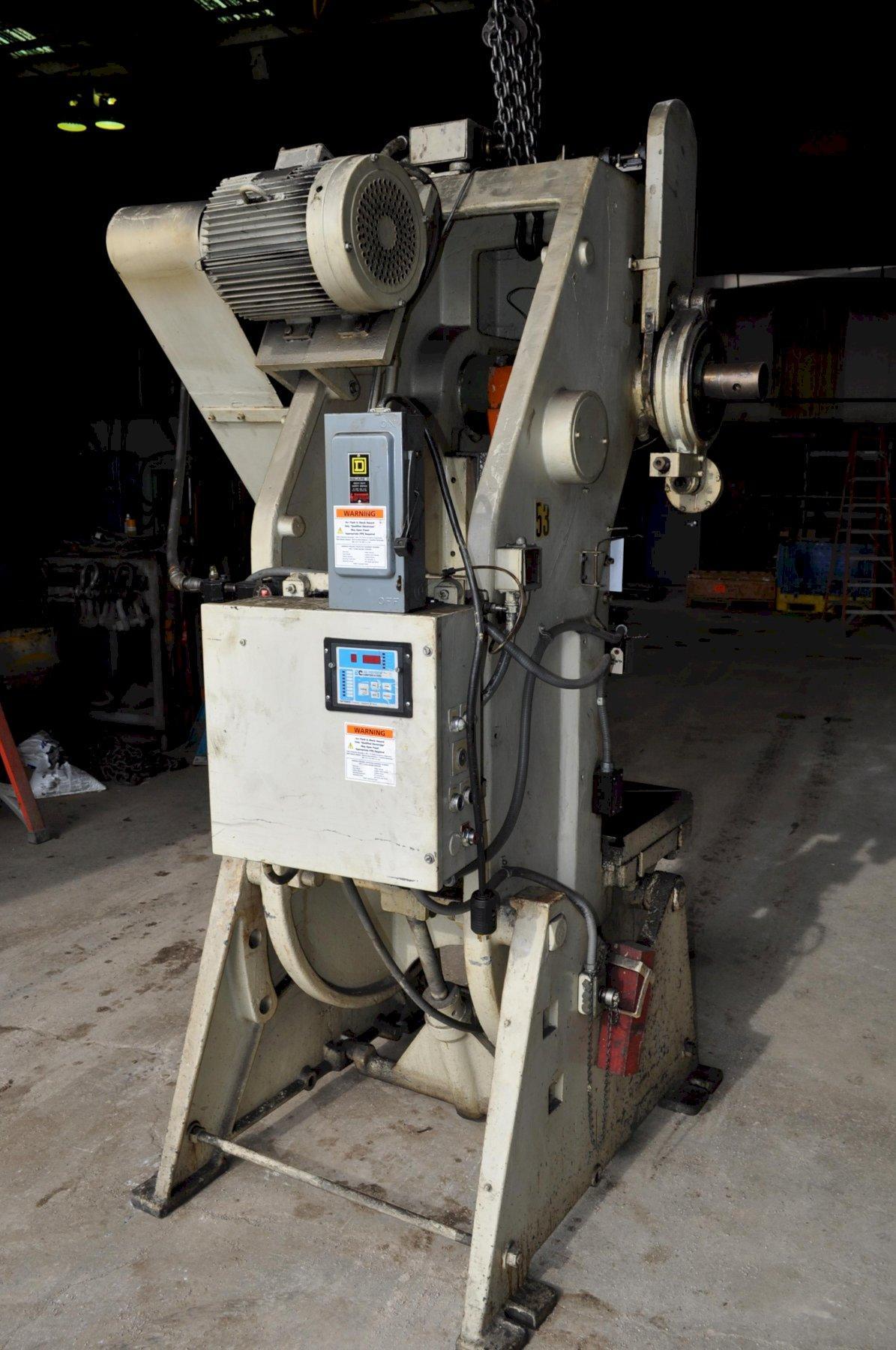 60 Ton, South Bend #60FWAC, OBI flywheel press, 4" stroke, 12.5" Shut Height, 3" adj., 100 SPM, 32" x21" bed - Image 3