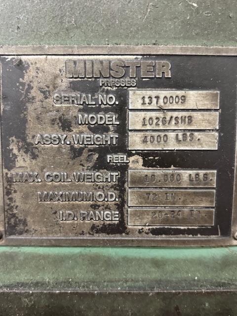 14" x 0.156" Minster #10261SHB, Servo Feed Line, 10,000 lb. coil capacity, 33" mandrel width, 72" max. coil - Image 6