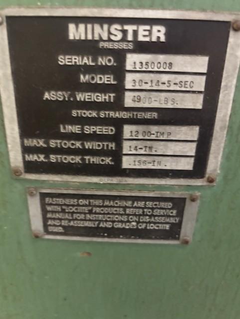 14" x 0.156" Minster #10261SHB, Servo Feed Line, 10,000 lb. coil capacity, 33" mandrel width, 72" max. coil - Image 7