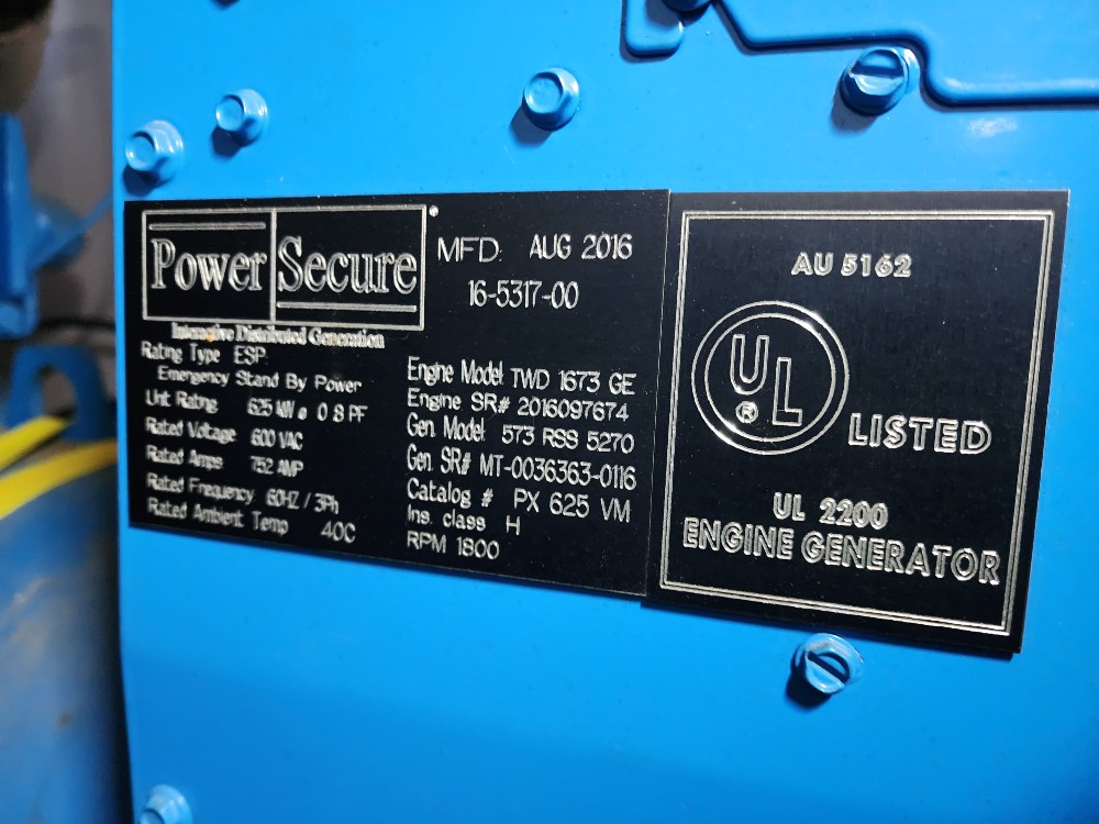 625 KW PowerSecure #PX625VM, Diesel Generator Set, Standby, 347/600 Volts, 2016 - Image 5