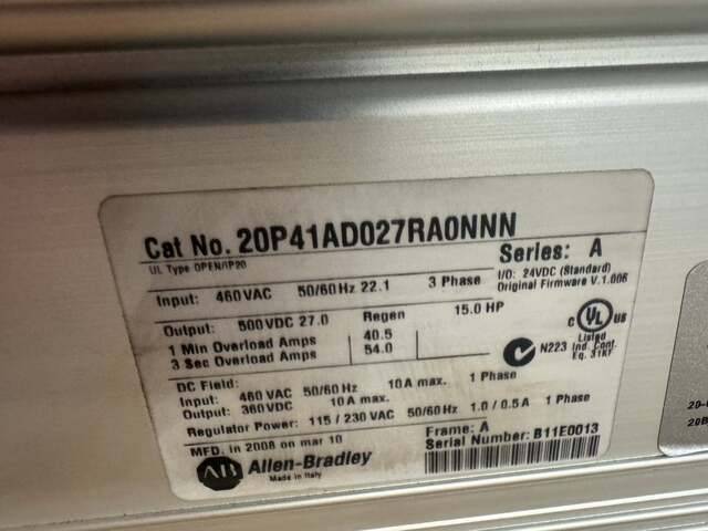 Allen-Bradley 20P41AD027RA0NNN DC Drive - Image 6